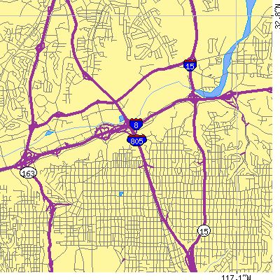 Zip code 92116 close-up map