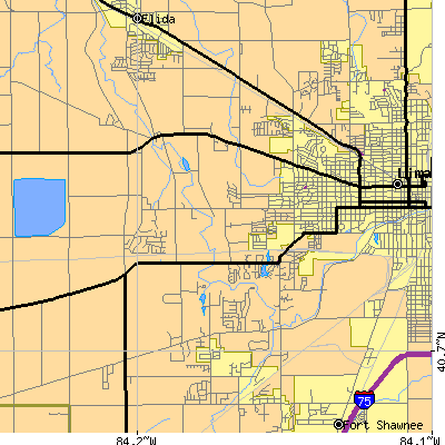 Zip code 45805 close-up map