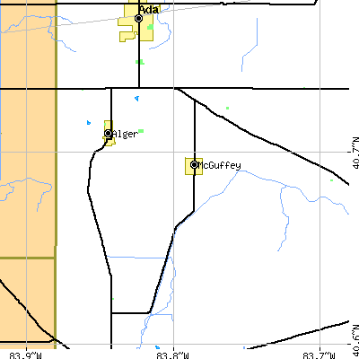 Zip code 45812 close-up map
