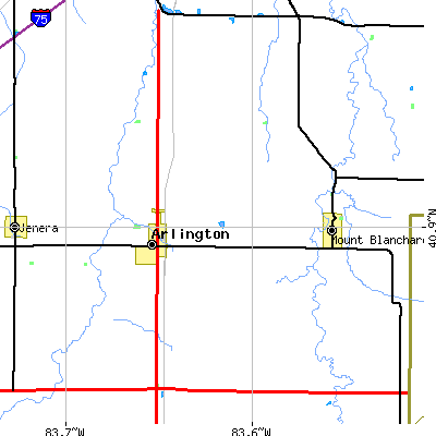 Zip code 45814 close-up map