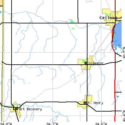 Zip code 45828 close-up map
