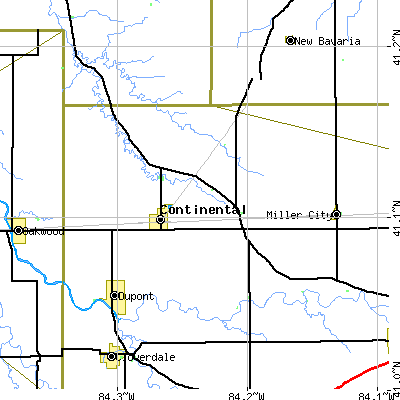 Zip code 45831 close-up map