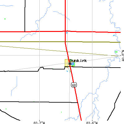 Zip code 45836 close-up map