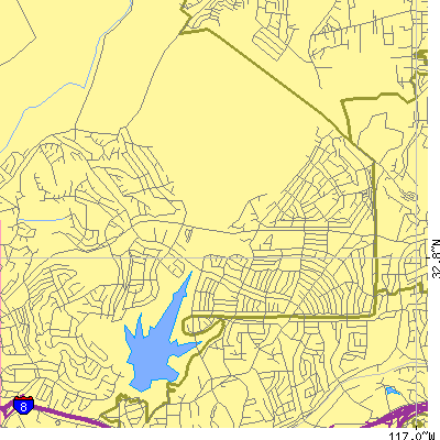 Zip code 92119 close-up map