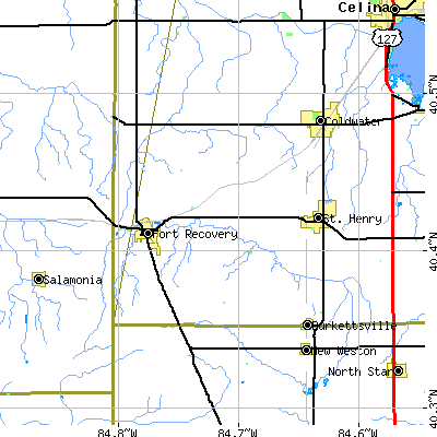 Zip code 45846 close-up map