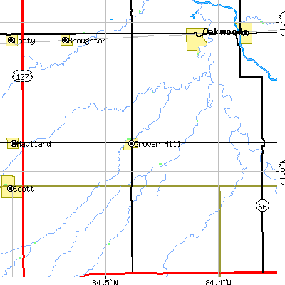 Zip code 45849 close-up map