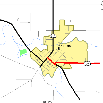 Zip code 45853 close-up map