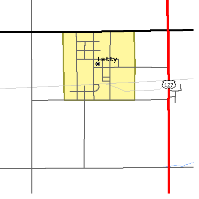 Zip code 45855 close-up map