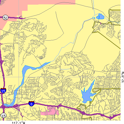 Zip code 92120 close-up map