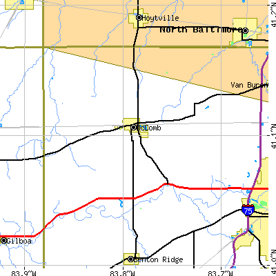 Zip code 45858 close-up map