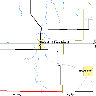 Zip code 45867 close-up map