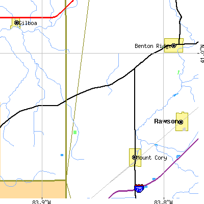 Zip code 45868 close-up map