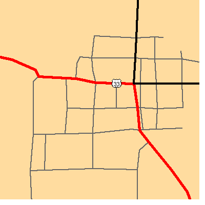 Zip code 45870 close-up map