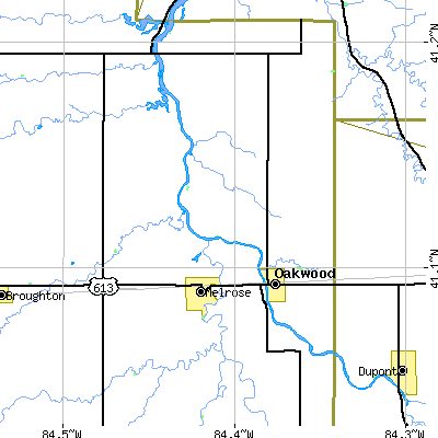 Zip code 45873 close-up map
