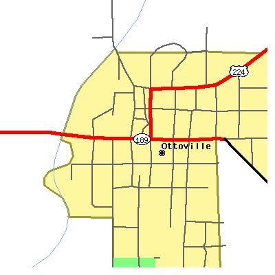 Zip code 45876 close-up map