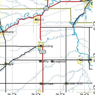 Zip code 45879 close-up map