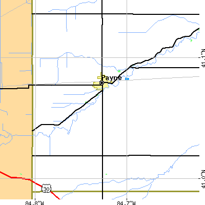 Zip code 45880 close-up map