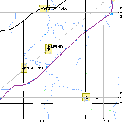 Zip code 45881 close-up map