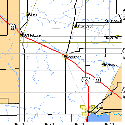 Zip code 45882 close-up map