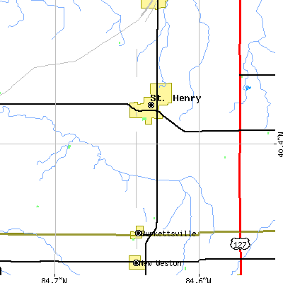 Zip code 45883 close-up map