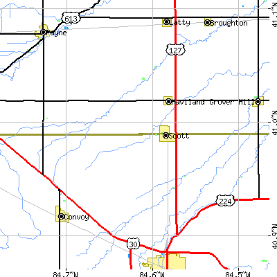 Zip code 45886 close-up map