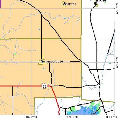 Zip code 45896 close-up map