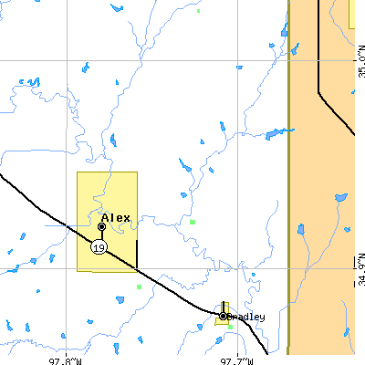Zip code 73002 close-up map
