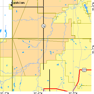Zip code 73003 close-up map