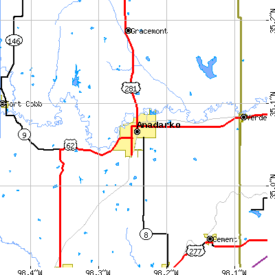 Zip code 73005 close-up map