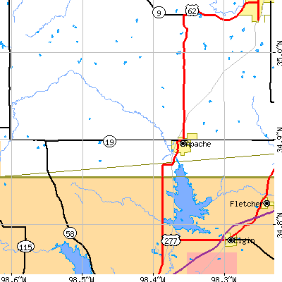 Zip code 73006 close-up map