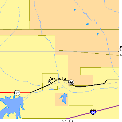 Zip code 73007 close-up map