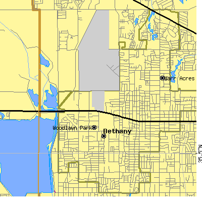 Zip code 73008 close-up map