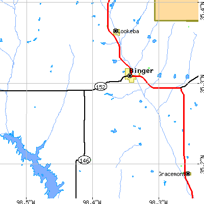 Zip code 73009 close-up map