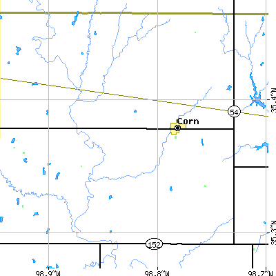 Zip code 73024 close-up map