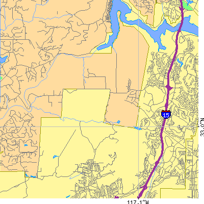 Zip code 92127 close-up map