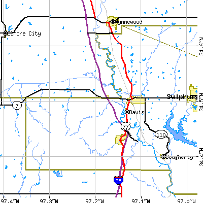 Zip code 73030 close-up map