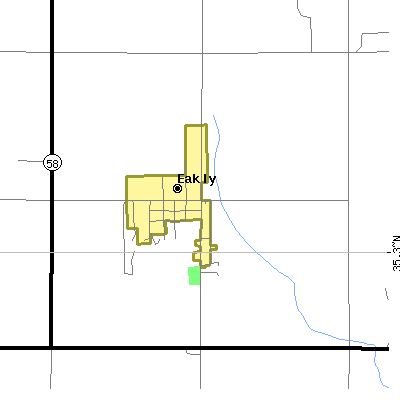 Zip code 73033 close-up map