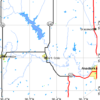 Zip code 73038 close-up map