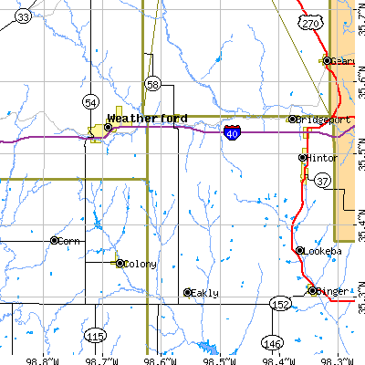 Zip code 73048 close-up map