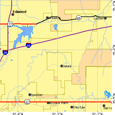 Zip code 73049 close-up map