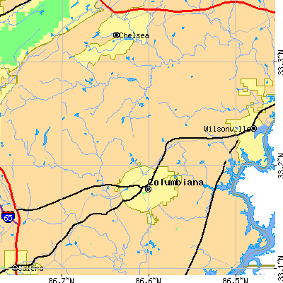 Zip code 35051 close-up map