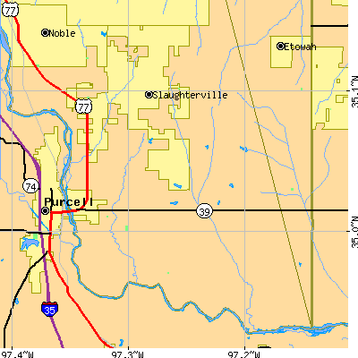 Zip code 73051 close-up map
