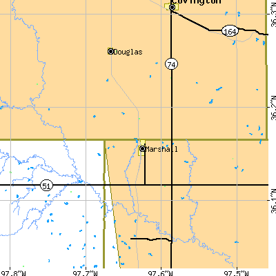 Zip code 73056 close-up map