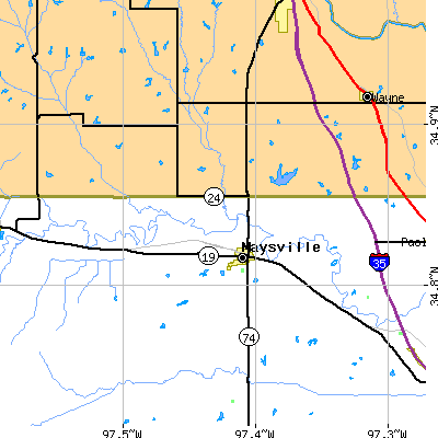 Zip code 73057 close-up map