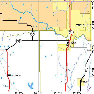 Zip code 73059 close-up map