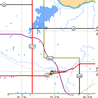 Zip code 73061 close-up map