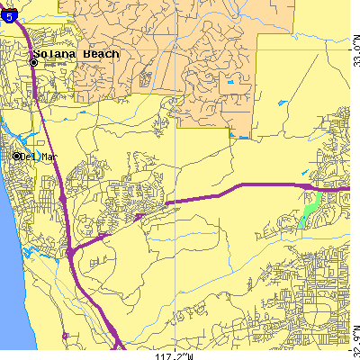 Zip code 92130 close-up map