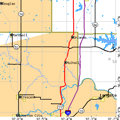 Zip code 73063 close-up map