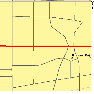 Zip code 73066 close-up map