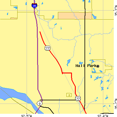 Zip code 73069 close-up map